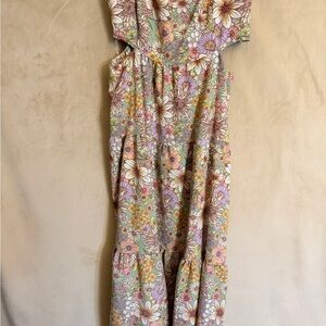 Rewind Floral Maxi Dress in Pastel Green, Pink, Yellow